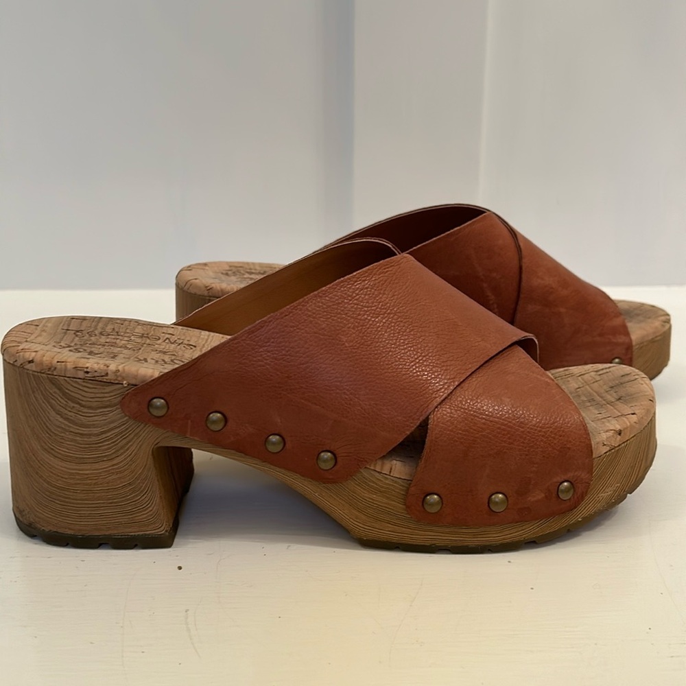 Kork Ease Platform Leather Slides, Size 8